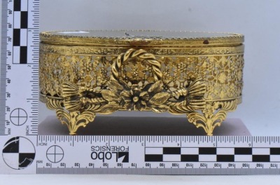 (3) Gold metal ormolu filigree jewelry boxes, various sizes - 21