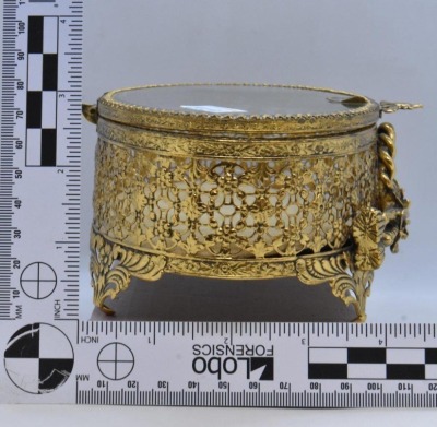 (3) Gold metal ormolu filigree jewelry boxes, various sizes - 22