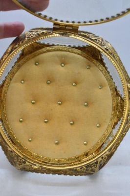 (3) Gold metal ormolu filigree jewelry boxes, various sizes - 29