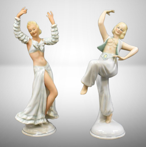 (2) Schaubach Kunst (Germany) porcelain figural dancers