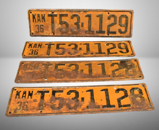 (4) 1936 Kansas license plates