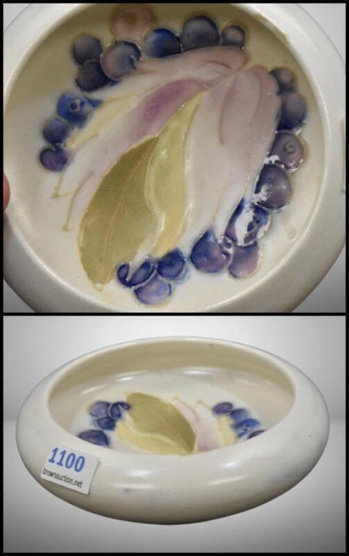 Moorcroft Leaf and Berry salt glazed ashtray, 4.5"d