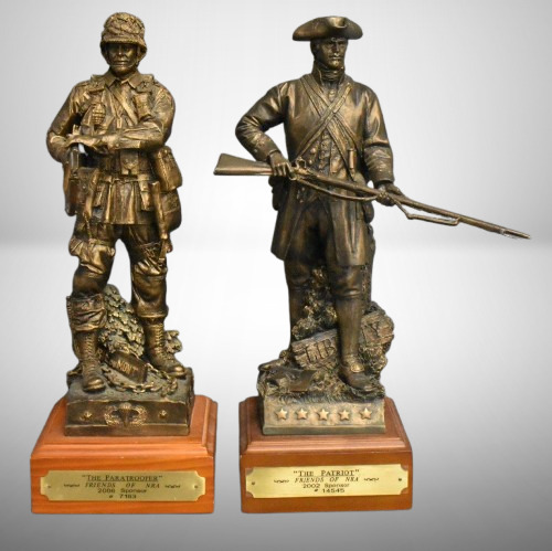 (2) Figural sculptures by Rick Terry: The Patriot; The Paratrooper, 12" tall