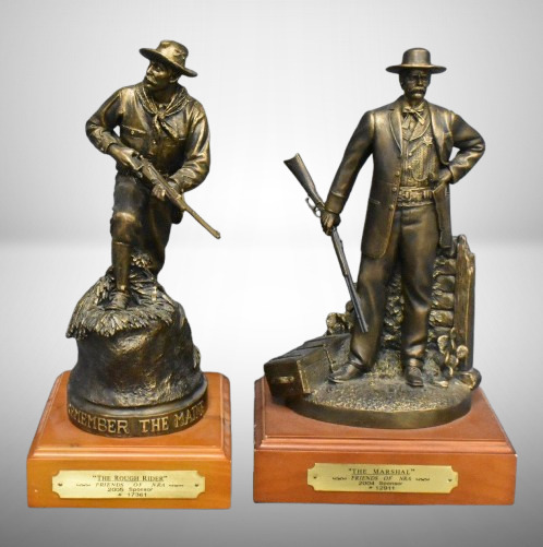 (2) Figural sculptures by Rick Terry: "The Rough Rider"; The Marshal, 13" tall
