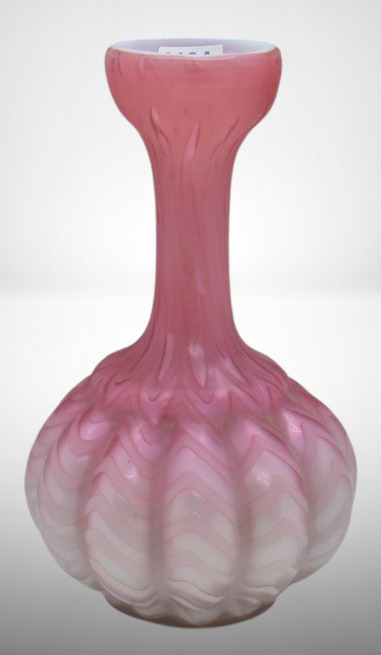 Victorian Mother-of-Pearl pink satin 7" vase