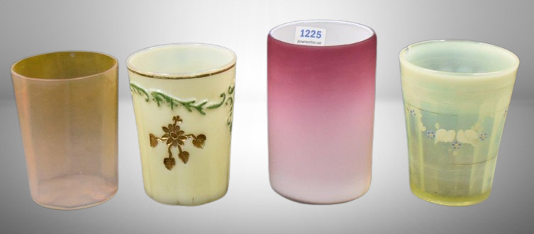 (4) Art Glass tumblers incl. Custard, peachblow, etc.