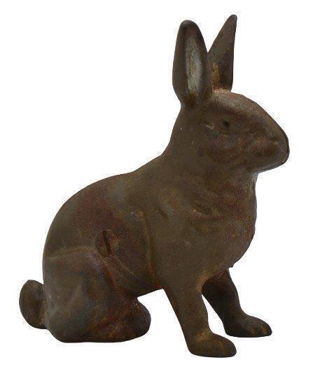 Cast Iron sitting rabbit bank, 4.5"h