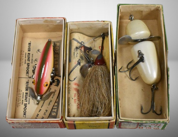 (3) Vintage fishing lures incl. Heddon