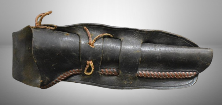 Black leather gun holster, 12"l