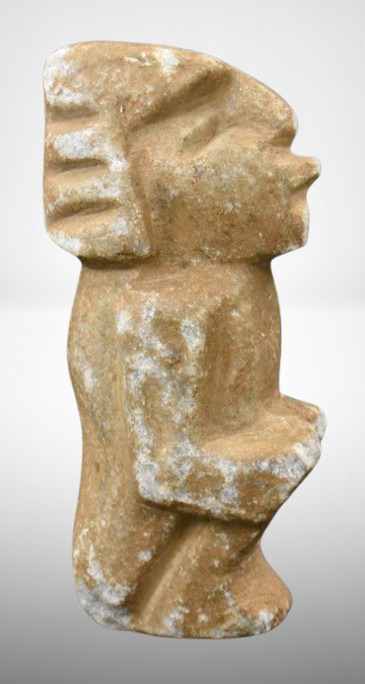 Iroquois squatting man soap stone fetish, 7.5"t