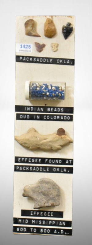 (4) Native American artifacts incl. effigys, beads and points