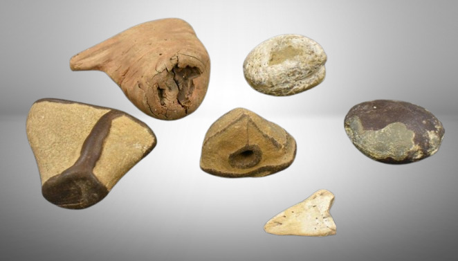 Pre-Columbian artifacts - believed to have been found when digging took place for sand pits in Kinsley, KS