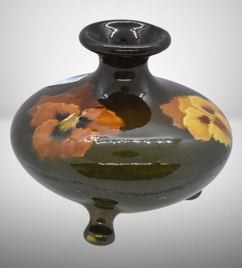 Mrkd. Weller Louwelsa 4"h 3-ftd. vase, floral design