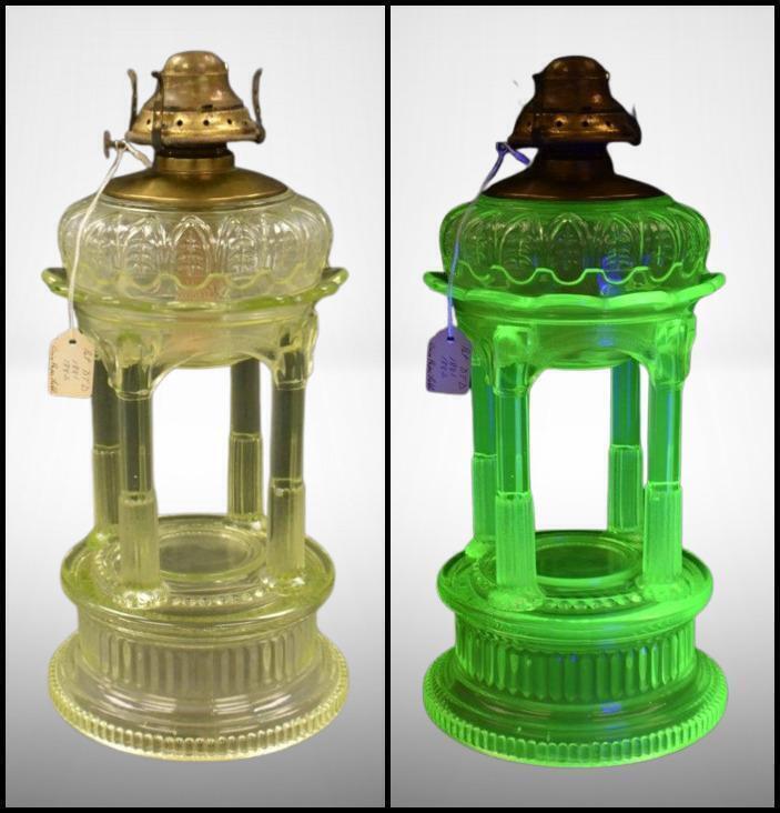 Vaseline Adams Temple/ Applesauce kerosene lamp