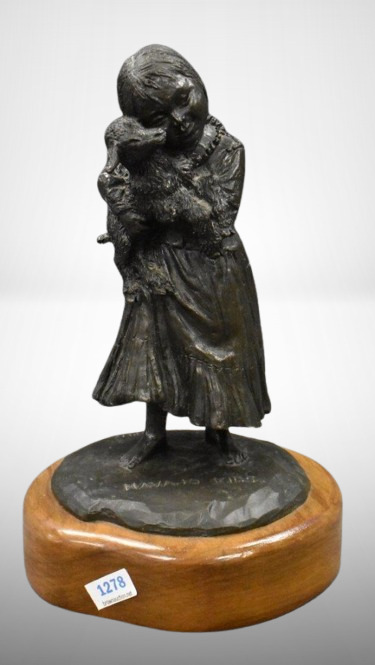 "Navajo Kids" bronze sculpture by Marian Jolliffe