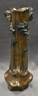 T. Loran "Faces Vase" 18" tall bronze sculpture - 2
