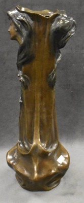 T. Loran "Faces Vase" 18" tall bronze sculpture - 4