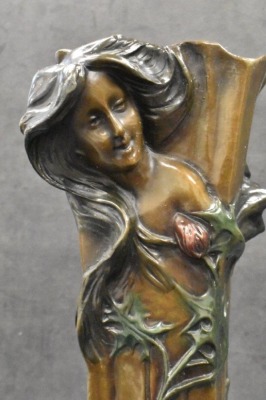 T. Loran "Faces Vase" 18" tall bronze sculpture - 5