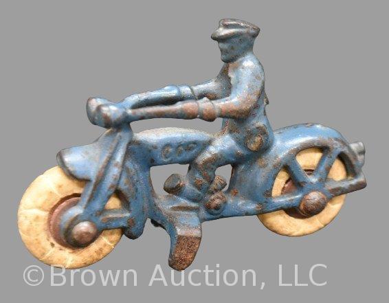 A.C. Williams Cast Iron "Cop" motorcycle with rider
