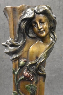 T. Loran "Faces Vase" 18" tall bronze sculpture - 6
