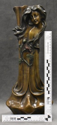 T. Loran "Faces Vase" 18" tall bronze sculpture - 10