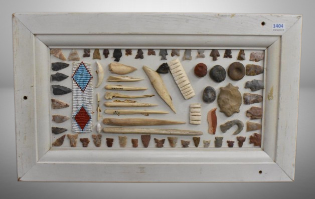 Display board of Native American Indian items