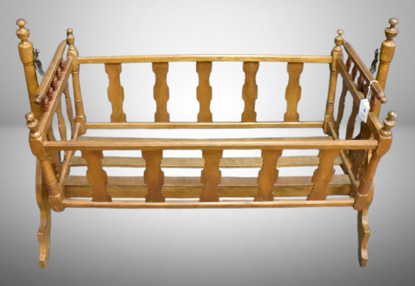 Victorian walnut baby cradle