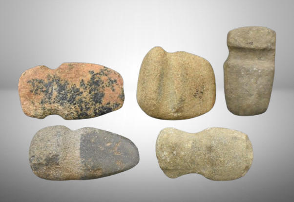(5) Large Native American Indian stone axe head artifacts
