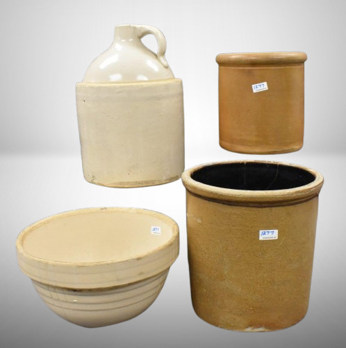 (4) Crockery items - bowl, jug and 2-brown crocks