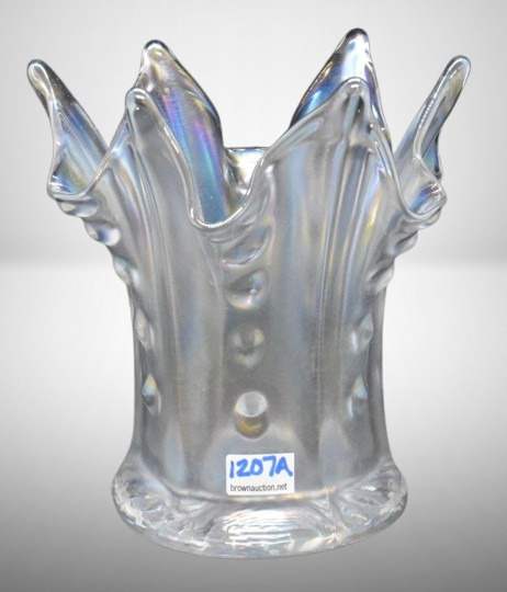 White irid. Dugan 6" vase