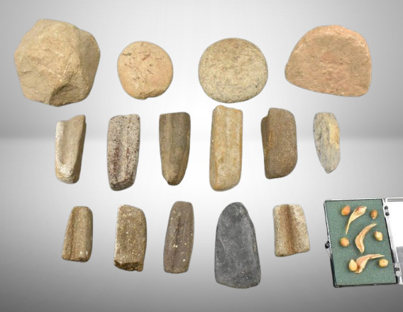 Assortment of Native American Indian stone tools, etc.