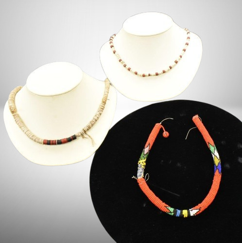 (2) Native American Indian necklaces + partial beaded pc.