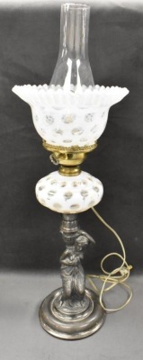Mrkd. J.F. Curran and Co. (Extra Plate) Victorian 21" tall elec. kerosene stand lamp - 3