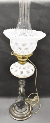 Mrkd. J.F. Curran and Co. (Extra Plate) Victorian 21" tall elec. kerosene stand lamp - 4