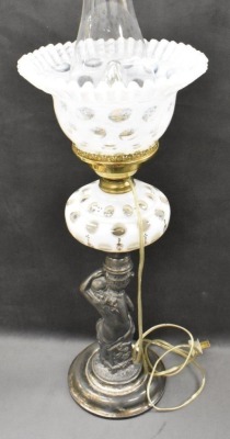 Mrkd. J.F. Curran and Co. (Extra Plate) Victorian 21" tall elec. kerosene stand lamp - 5