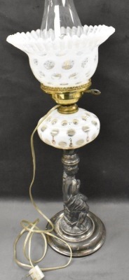 Mrkd. J.F. Curran and Co. (Extra Plate) Victorian 21" tall elec. kerosene stand lamp - 6