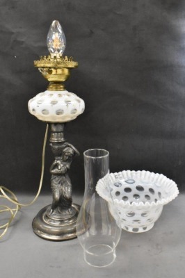 Mrkd. J.F. Curran and Co. (Extra Plate) Victorian 21" tall elec. kerosene stand lamp - 7