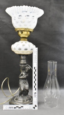 Mrkd. J.F. Curran and Co. (Extra Plate) Victorian 21" tall elec. kerosene stand lamp - 13