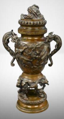 Japanese bronze 16" censer, Meiji period