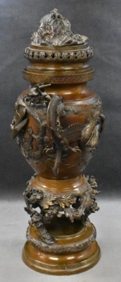 Japanese bronze 16" censer, Meiji period - 2