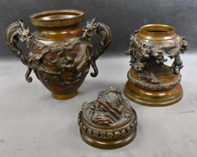 Japanese bronze 16" censer, Meiji period - 8