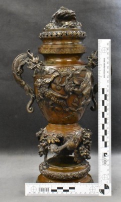 Japanese bronze 16" censer, Meiji period - 12
