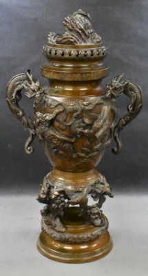 Japanese bronze 16" censer, Meiji period - 13