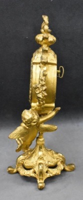 Victorian French ornate gilded 9"h clock - works! - 4