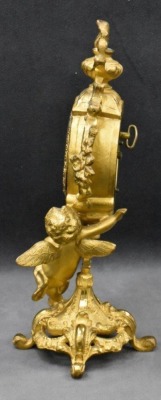 Victorian French ornate gilded 9"h clock - works! - 5