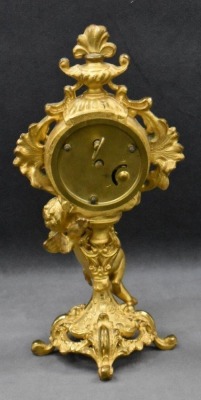 Victorian French ornate gilded 9"h clock - works! - 6
