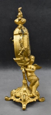 Victorian French ornate gilded 9"h clock - works! - 7