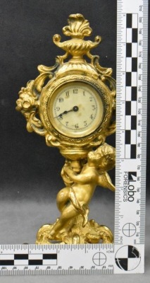 Victorian French ornate gilded 9"h clock - works! - 10
