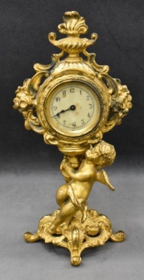Victorian French ornate gilded 9"h clock - works! - 11