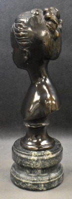 Bronze bust of woman on marble stand, Andrea by Sadie, 11.5"h - 3